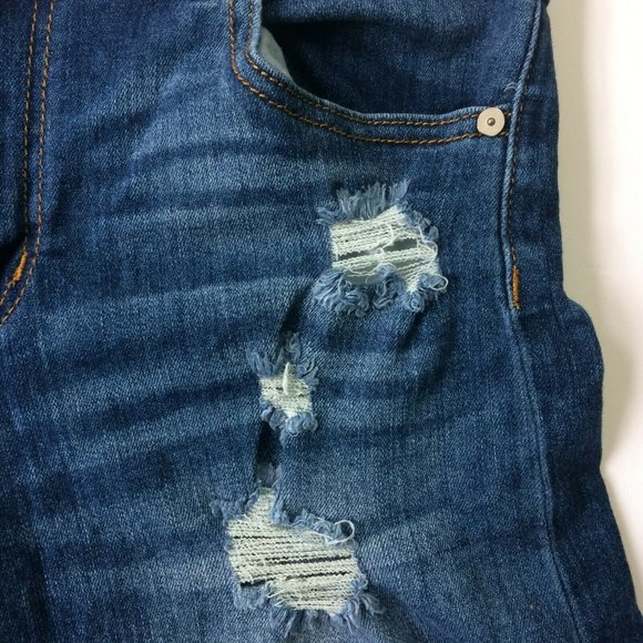 Indigo Rein Women Jean Shorts Size 5 Distressed Mid Rise Denim Medium Wash - Picture 3 of 8
